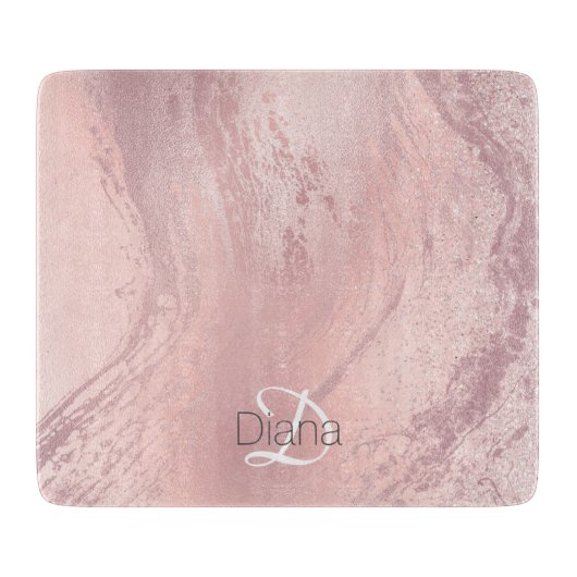Elegant stijlvol roze roze roze goud glitter marme snijplank (Voorkant)