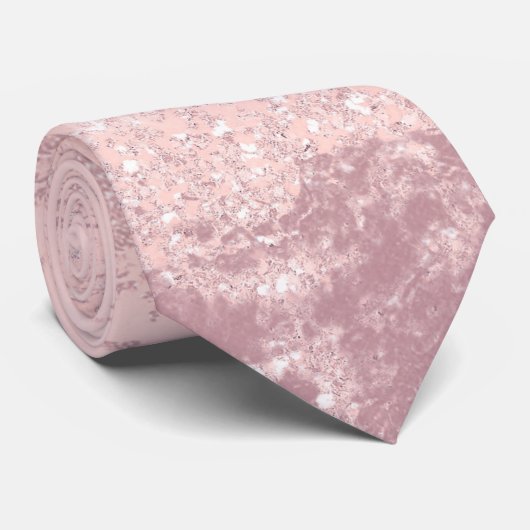 Elegant stijlvol roze roze roze goud glitter marme stropdas (Opgerold)