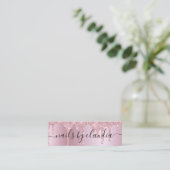 Elegant stijlvol roze roze roze goudglitter druppe mini visitekaartje (Staand voorkant)