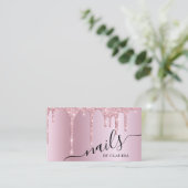 Elegant stijlvol roze roze roze goudglitter druppe visitekaartje (Staand voorkant)