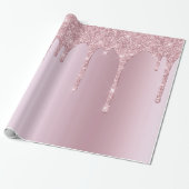 Elegant stijlvol roze roze roze goudglitterdruppel cadeaupapier (Uitgerold)