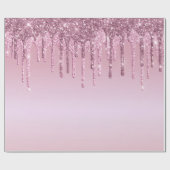 Elegant stijlvol roze roze roze goudglitterdruppel cadeaupapier (Vlak)