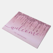 Elegant stijlvol roze roze roze goudglitterdruppel deurmat (Schuin)