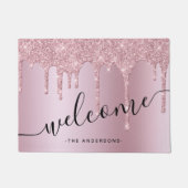 Elegant stijlvol roze roze roze goudglitterdruppel deurmat (Voorkant)
