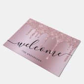 Elegant stijlvol roze roze roze goudglitterdruppel deurmat (Schuin)