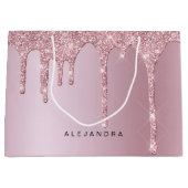 Elegant stijlvol roze roze roze goudglitterdruppel groot cadeauzakje (Voorkant)