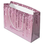 Elegant stijlvol roze roze roze goudglitterdruppel groot cadeauzakje (Achterkant Gekanteld)