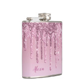 Elegant stijlvol roze roze roze goudglitterdruppel heupfles (Rechts)