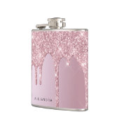 Elegant stijlvol roze roze roze goudglitterdruppel heupfles (Links)