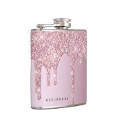 Elegant stijlvol roze roze roze goudglitterdruppel heupfles (Rechts)