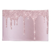 Elegant stijlvol roze roze roze goudglitterdruppel kussensloop (Achterkant)