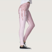 Elegant stijlvol roze roze roze goudglitterdruppel leggings (Rechts)
