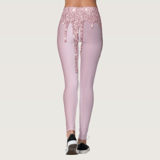 Elegant stijlvol roze roze roze goudglitterdruppel leggings (Achterkant)