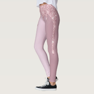 Elegant stijlvol roze roze roze goudglitterdruppel leggings