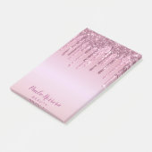 Elegant stijlvol roze roze roze goudglitterdruppel post-it® notes (Schuin)