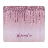 Elegant stijlvol roze roze roze goudglitterdruppel snijplank (Voorkant)