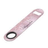 Elegant stijlvol roze roze roze goudglitterdruppel speed flessenopener (Voorkant Gekanteld)