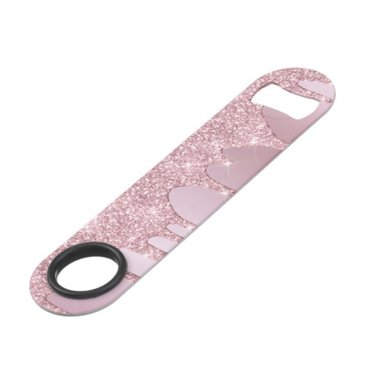 Elegant stijlvol roze roze roze goudglitterdruppel speed flessenopener (Achterkant Gekanteld)