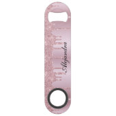 Elegant stijlvol roze roze roze goudglitterdruppel speed flessenopener (Voorkant)