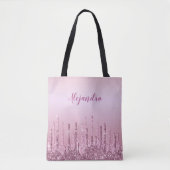 Elegant stijlvol roze roze roze goudglitterdruppel tote bag (Voorkant)