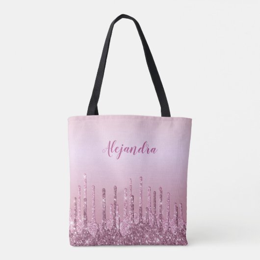Elegant stijlvol roze roze roze goudglitterdruppel tote bag (Achterkant)