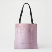 Elegant stijlvol roze roze roze goudglitterdruppel tote bag (Voorkant)