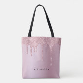 Elegant stijlvol roze roze roze goudglitterdruppel tote bag (Achterkant)