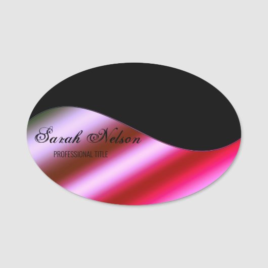 Elegant stijlvol roze zwart naamplaatje (Voorkant)