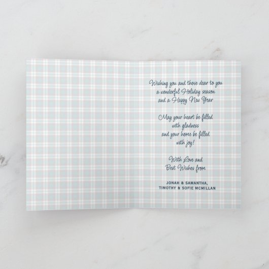 Elegant stijlvol rustiek speelpatroon feestdagen kaart (Binnen)