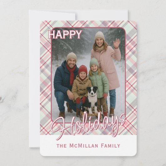 Elegant stijlvol rustiek speelpatroon feestdagenkaart (Voorkant)