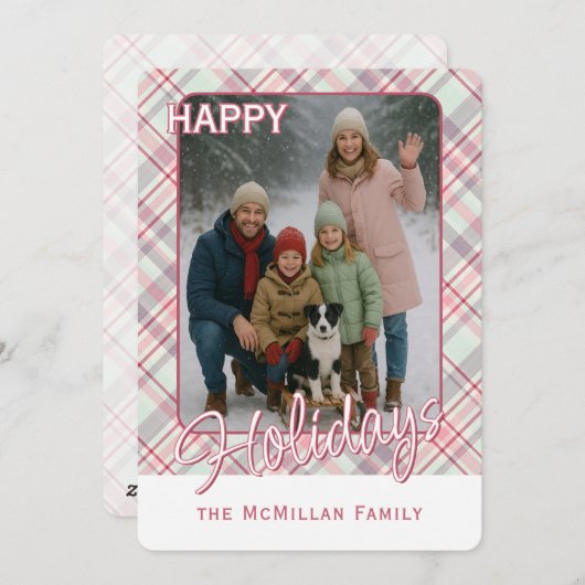 Elegant stijlvol rustiek speelpatroon feestdagenkaart (Voorkant / Achterkant)