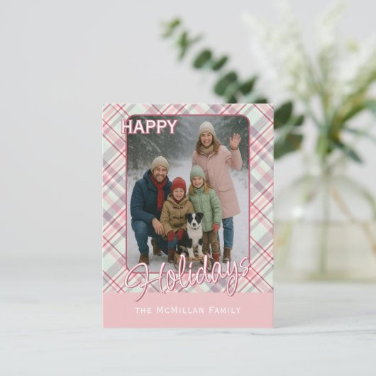 Elegant stijlvol rustiek speelpatroon feestdagenkaart (Staand voorkant)