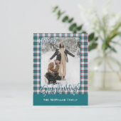 Elegant stijlvol rustiek speelpatroon feestdagenkaart (Staand voorkant)