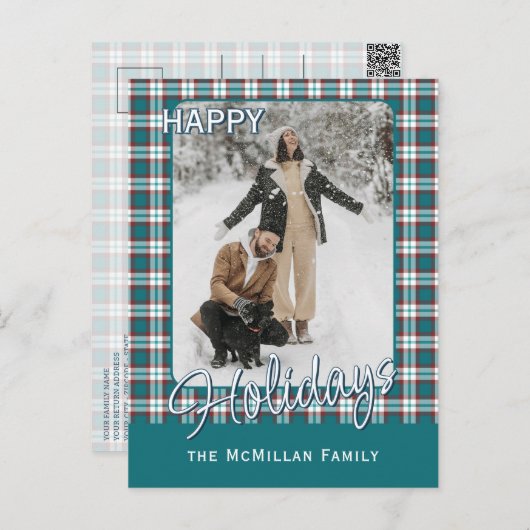 Elegant stijlvol rustiek speelpatroon feestdagenkaart (Voorkant / Achterkant)