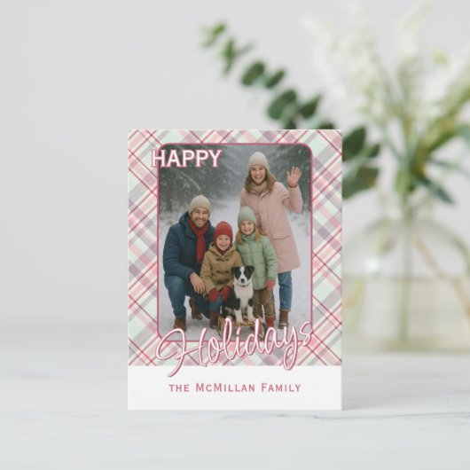 Elegant stijlvol rustiek speelpatroon feestdagenkaart (Staand voorkant)