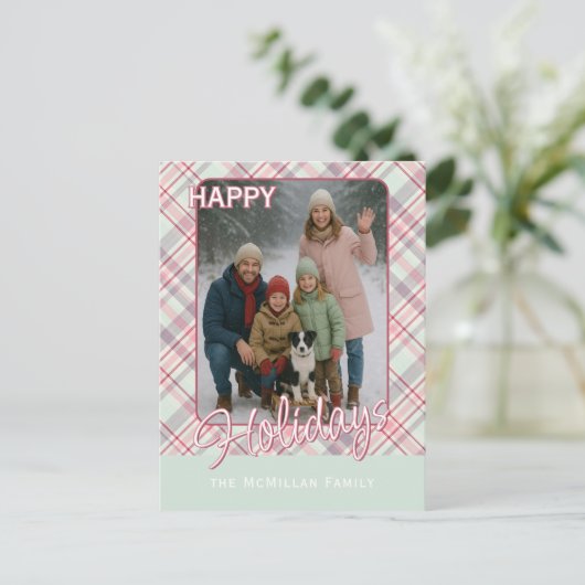 Elegant stijlvol rustiek speelpatroon feestdagenkaart (Staand voorkant)