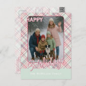 Elegant stijlvol rustiek speelpatroon feestdagenkaart (Voorkant / Achterkant)