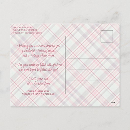 Elegant stijlvol rustiek speelpatroon feestdagenkaart (Achterkant)