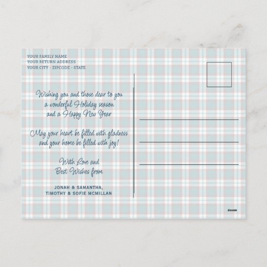 Elegant stijlvol rustiek speelpatroon feestdagenkaart (Achterkant)