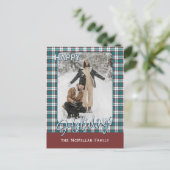 Elegant stijlvol rustiek speelpatroon feestdagenkaart (Staand voorkant)