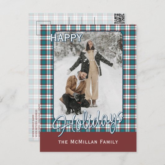 Elegant stijlvol rustiek speelpatroon feestdagenkaart (Voorkant / Achterkant)