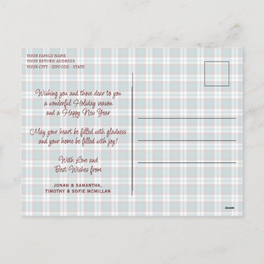 Elegant stijlvol rustiek speelpatroon feestdagenkaart (Achterkant)