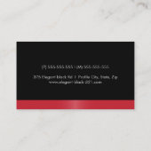 Elegant stijlvol satijn rode rand zwart persoonlij visitekaartje (Achterkant)