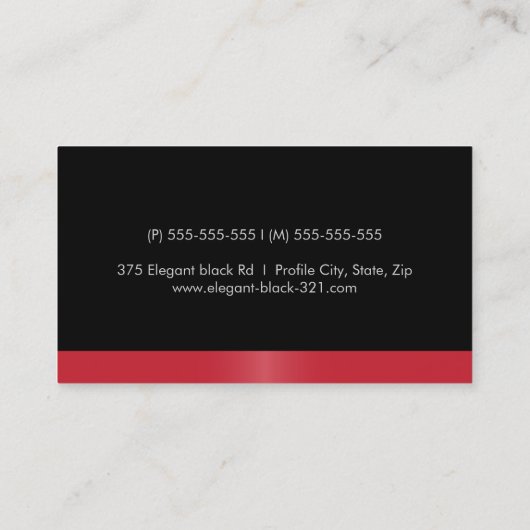 Elegant stijlvol satijn rode rand zwart persoonlij visitekaartje (Achterkant)