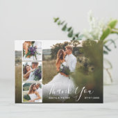 Elegant Stijlvol Schrift 4 Foto's Trouw Huwelijk D Kaart (Staand voorkant)