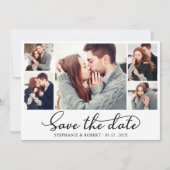 Elegant Stijlvol Script 3 Fotocollage Bruiloft Save The Date (Voorkant)