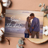 Elegant Stijlvol Script Foto Bruiloft Bewaar de da Aankondigingskaart