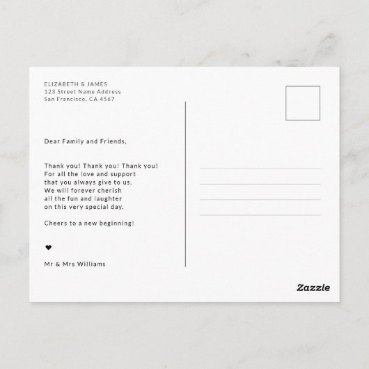 Elegant Stijlvol script Foto Weddenschap Bedankt Briefkaart (Achterkant)