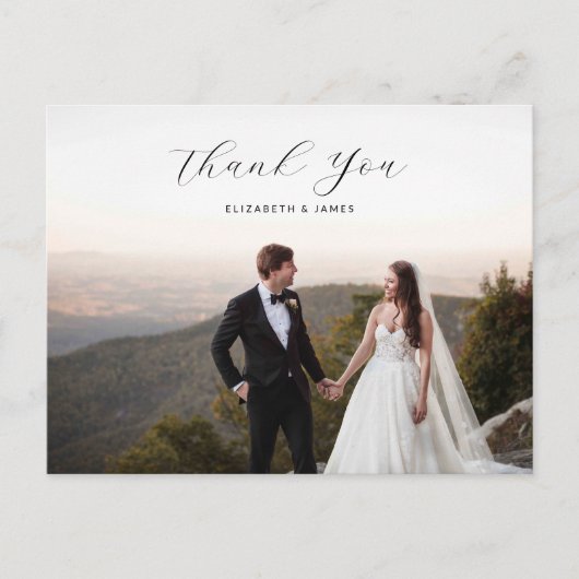 Elegant Stijlvol script Foto Weddenschap Bedankt Briefkaart (Voorkant)