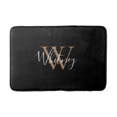 Elegant stijlvol Script Name Gold Black Monogram Badmat (Voorkant)